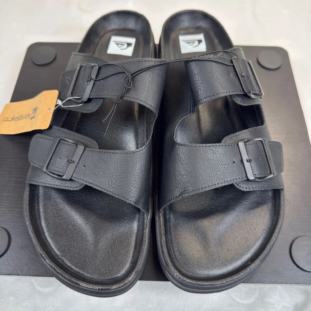 Quiksilver Men's Deck‎ Sandals Black Size 12 Double Stap New CQ10025M-B
